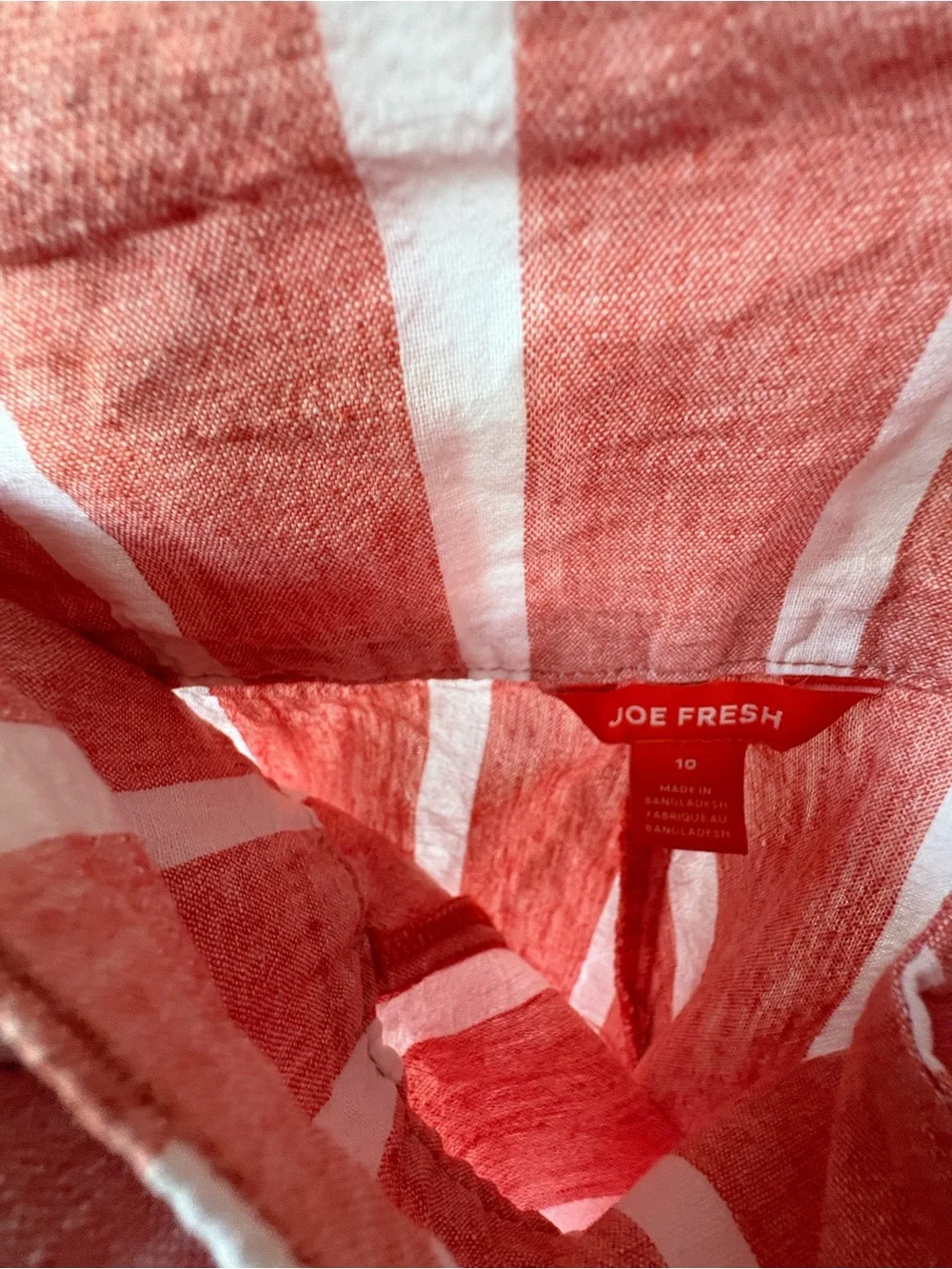 Joe Fresh Red and White Striped Linen And Cotton Wide-Leg Pants - Picture 3 of 4